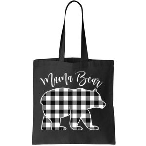 Black And White Buffalo Plaid Mama Bear Christmas Pajama Tote Bag