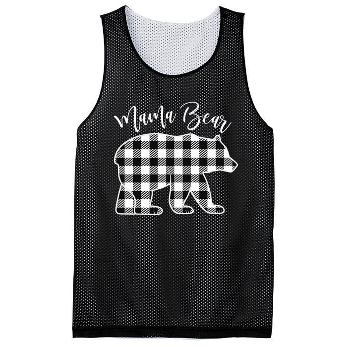 Black And White Buffalo Plaid Mama Bear Christmas Pajama Mesh Reversible Basketball Jersey Tank