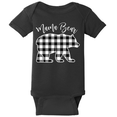 Black And White Buffalo Plaid Mama Bear Christmas Pajama Baby Bodysuit