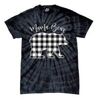 Black And White Buffalo Plaid Mama Bear Christmas Pajama Tie-Dye T-Shirt