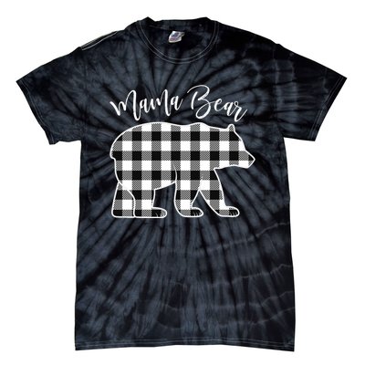 Black And White Buffalo Plaid Mama Bear Christmas Pajama Tie-Dye T-Shirt