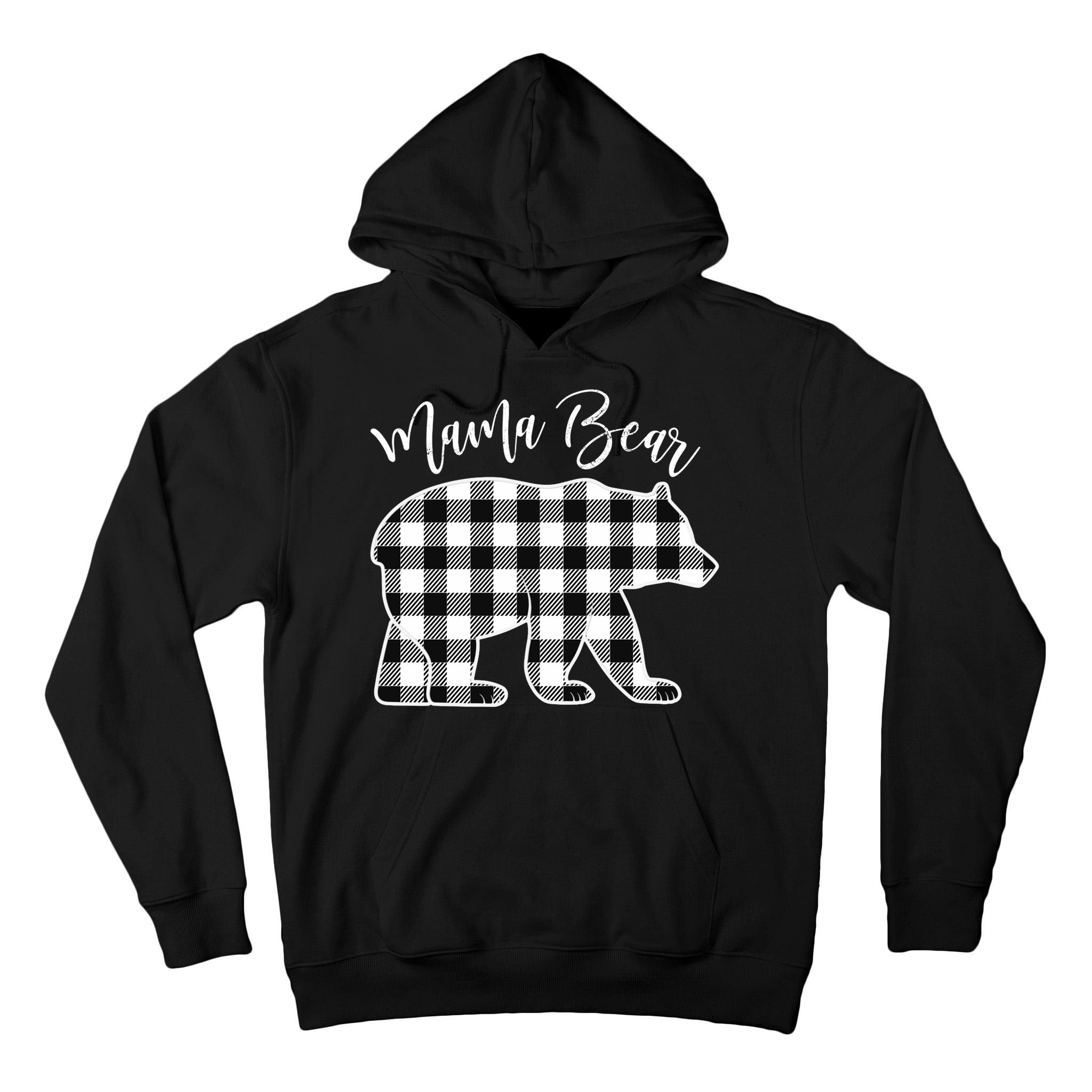 Black And White Buffalo Plaid Mama Bear Christmas Pajama Tall Hoodie