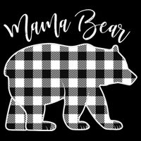 Black And White Buffalo Plaid Mama Bear Christmas Pajama Womens T-Shirt
