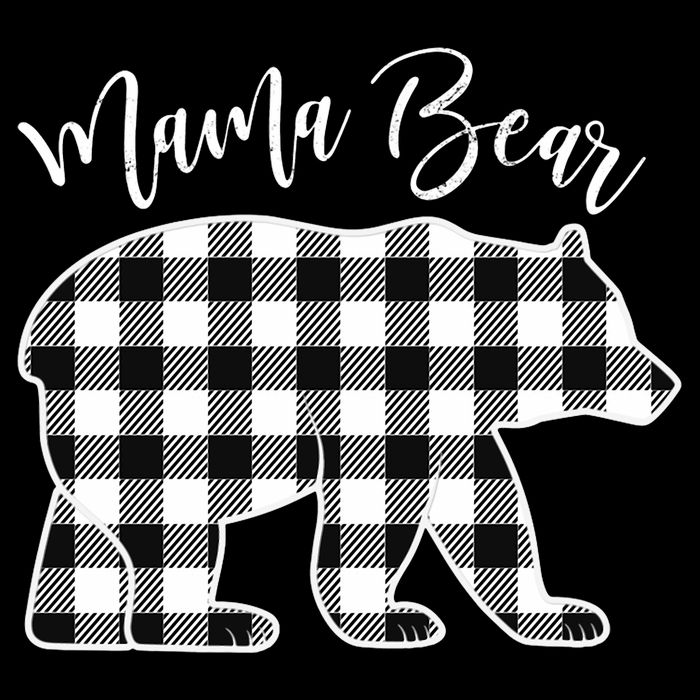 Black And White Buffalo Plaid Mama Bear Christmas Pajama Womens T-Shirt