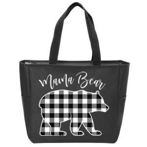 Black And White Buffalo Plaid Mama Bear Christmas Pajama Zip Tote Bag