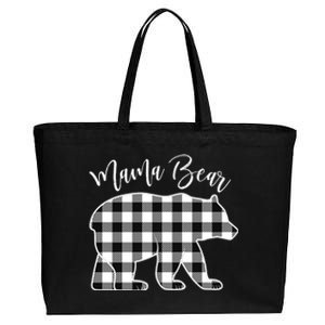 Black And White Buffalo Plaid Mama Bear Christmas Pajama Cotton Canvas Jumbo Tote