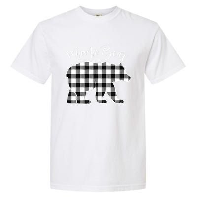 Black And White Buffalo Plaid Mama Bear Christmas Pajama Garment-Dyed Heavyweight T-Shirt