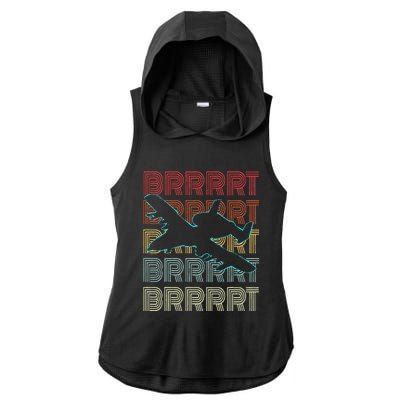 BRRRRT A-10 Warthog Vintage Retro Style Ladies PosiCharge Tri-Blend Wicking Draft Hoodie Tank