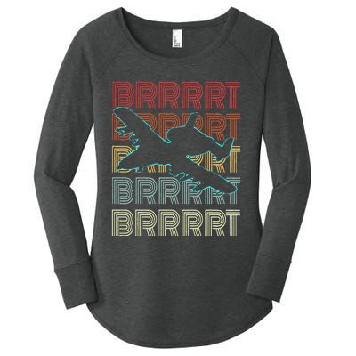 BRRRRT A-10 Warthog Vintage Retro Style Women's Perfect Tri Tunic Long Sleeve Shirt