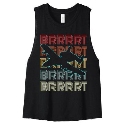 BRRRRT A-10 Warthog Vintage Retro Style Women's Racerback Cropped Tank