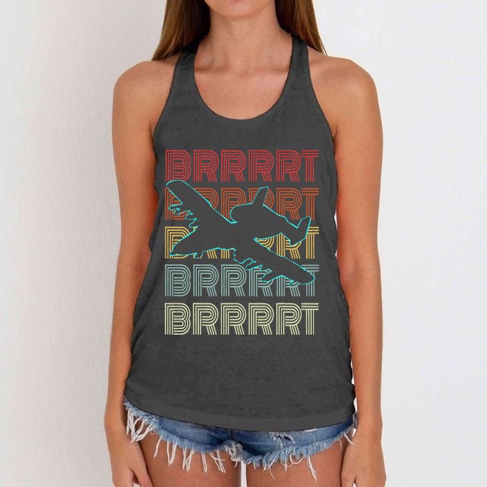 BRRRRT A-10 Warthog Vintage Retro Style Women's Knotted Racerback Tank