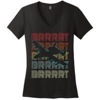 BRRRRT A-10 Warthog Vintage Retro Style Women's V-Neck T-Shirt