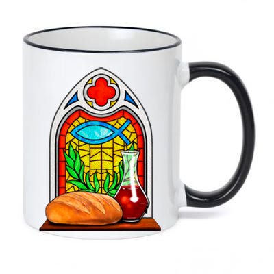 Bread And Wine Christian Stained Glass Catholic 11oz Black Color Changing Mug