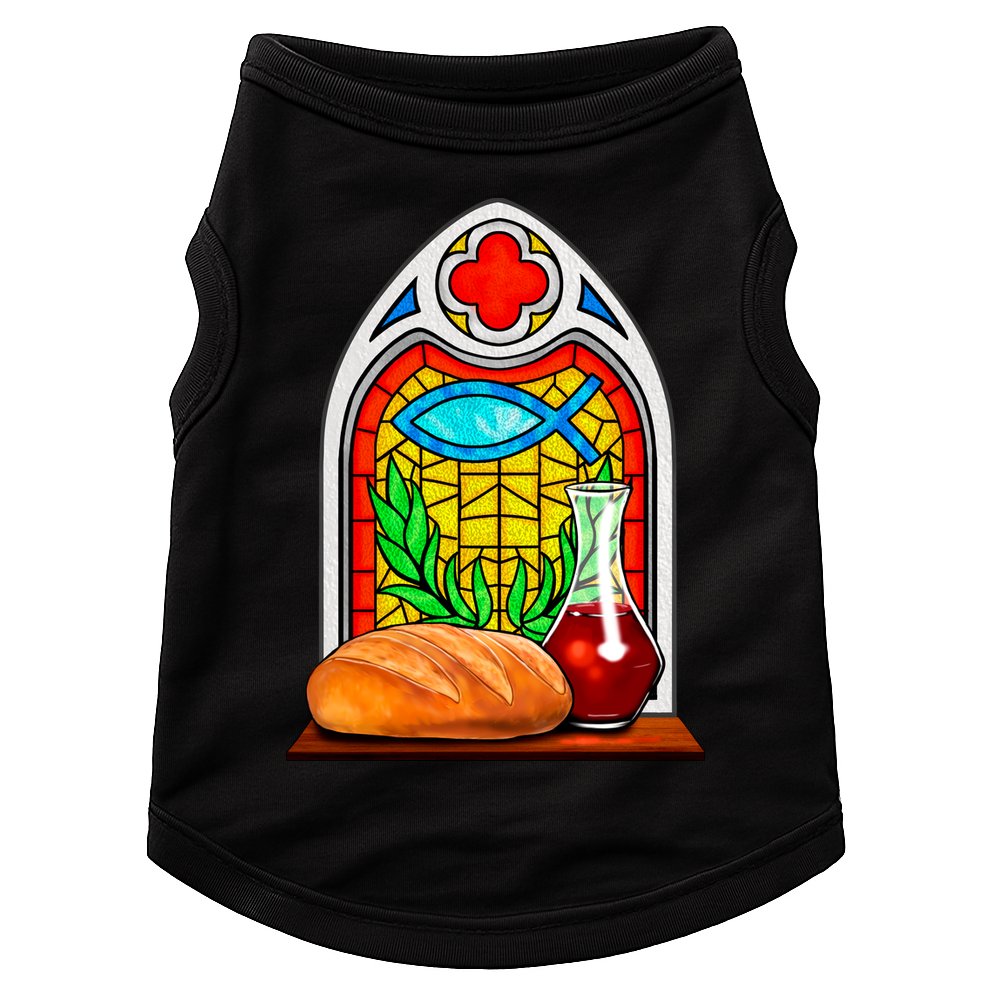 Bread And Wine Christian Stained Glass Catholic Doggie Tank
