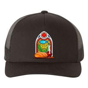 Bread And Wine Christian Stained Glass Catholic Yupoong Adult 5-Panel Trucker Hat