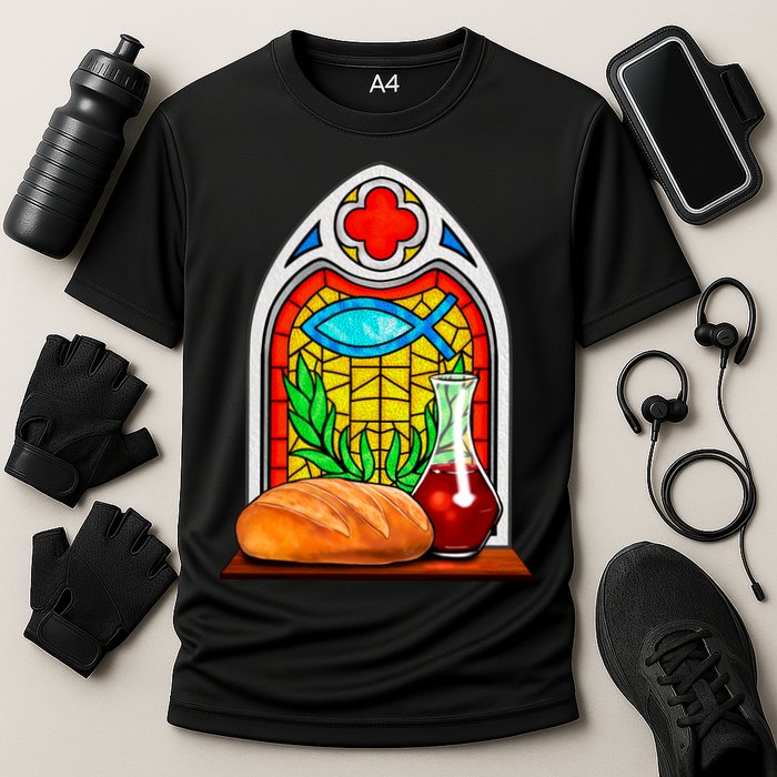 Bread And Wine Christian Stained Glass Catholic Performance Shirt