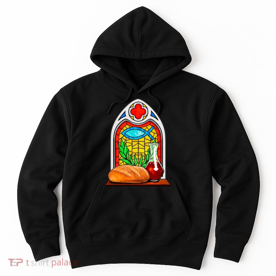 Bread And Wine Christian Stained Glass Catholic Hoodie