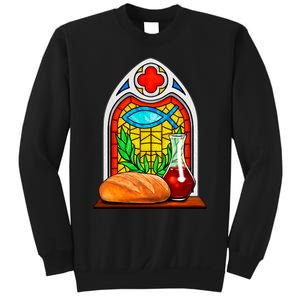 Bread And Wine Christian Stained Glass Catholic Sweatshirt