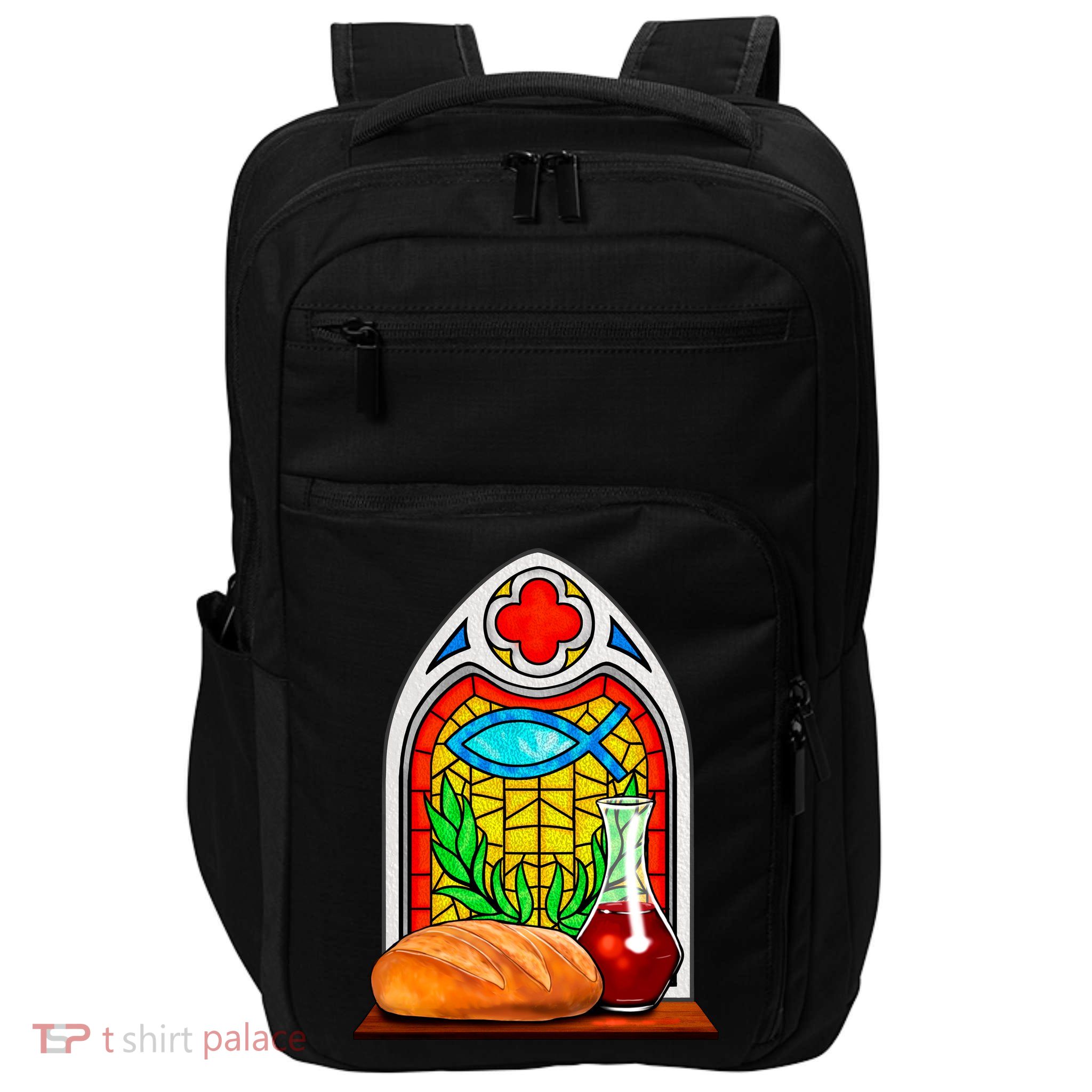 Bread And Wine Christian Stained Glass Catholic Impact Tech Backpack