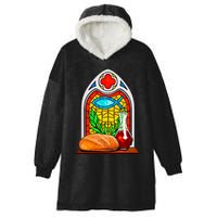 Bread And Wine Christian Stained Glass Catholic Hooded Wearable Blanket