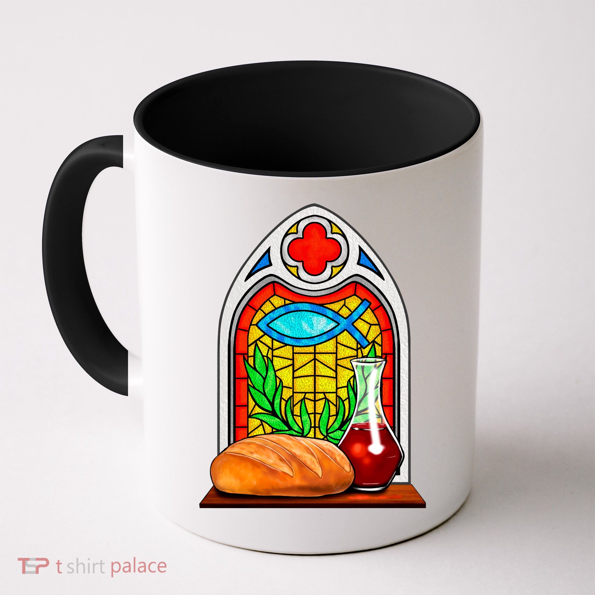 Bread And Wine Christian Stained Glass Catholic Coffee Mug