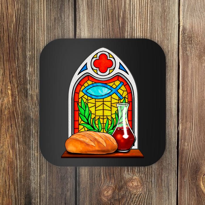 Bread And Wine Christian Stained Glass Catholic Coaster