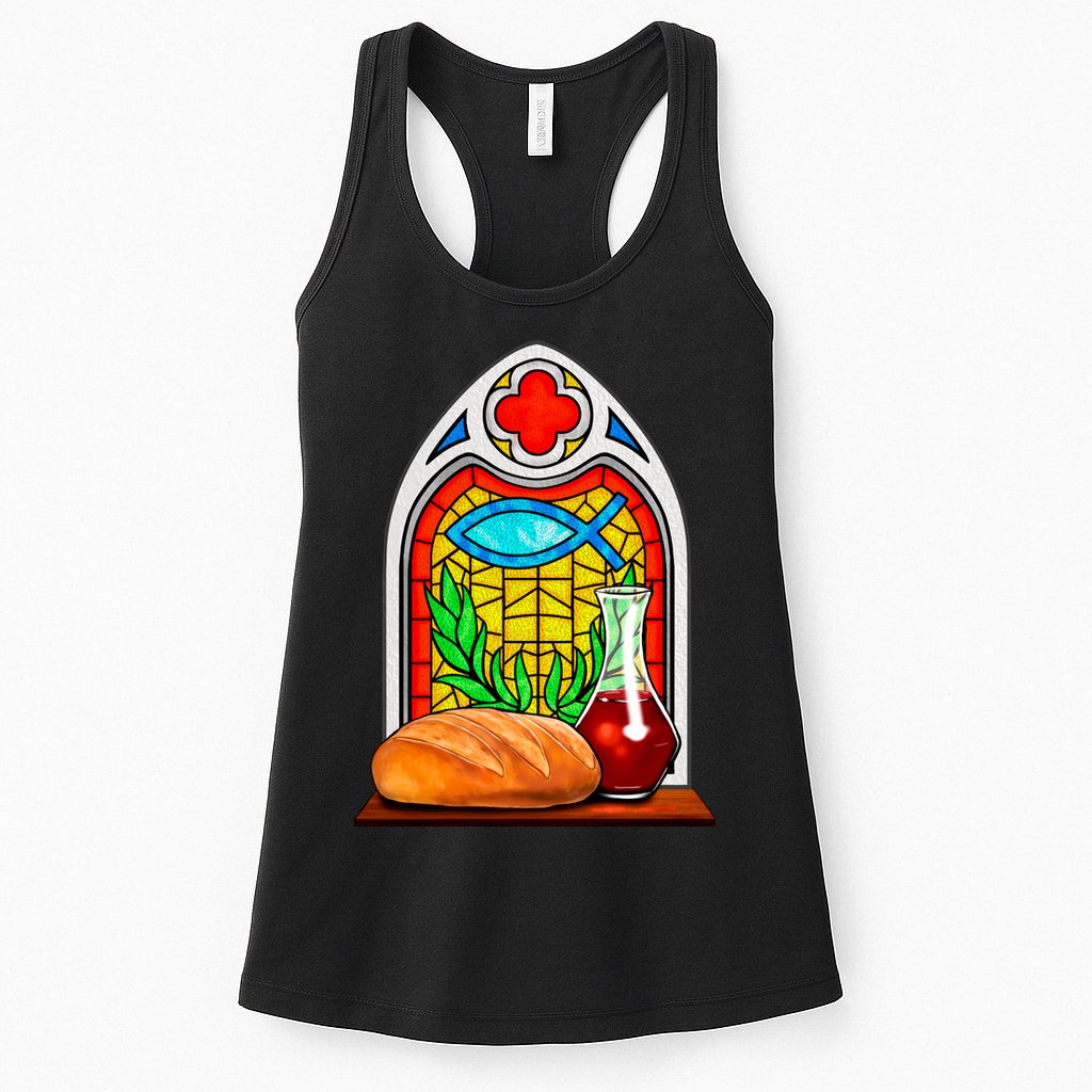 Bread And Wine Christian Stained Glass Catholic Womens Tank Top