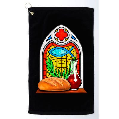 Bread And Wine Christian Stained Glass Catholic Golf Towel