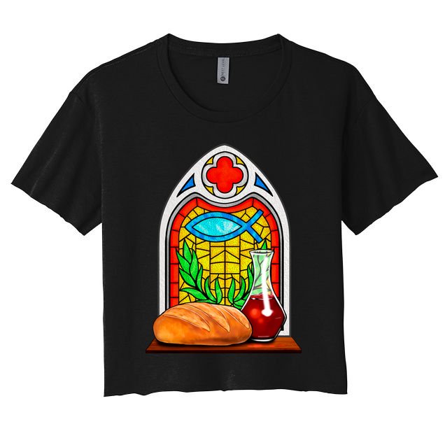 Bread And Wine Christian Stained Glass Catholic Crop Top