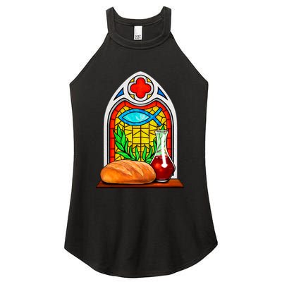 Bread And Wine Christian Stained Glass Catholic Women's Perfect Tri Rocker Tank