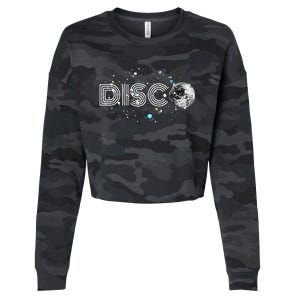 Black And White Disco Ball Club Retro Cropped Pullover Crew