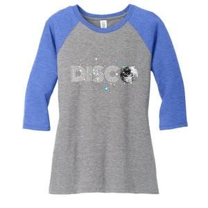 Black And White Disco Ball Club Retro Women's Tri-Blend 3/4-Sleeve Raglan Shirt