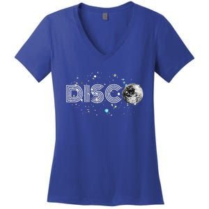 Black And White Disco Ball Club Retro Women's V-Neck T-Shirt