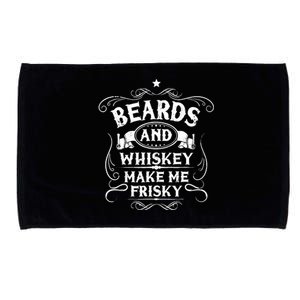 Beards And Whiskey Make Me Frisky Funny Gift Microfiber Hand Towel