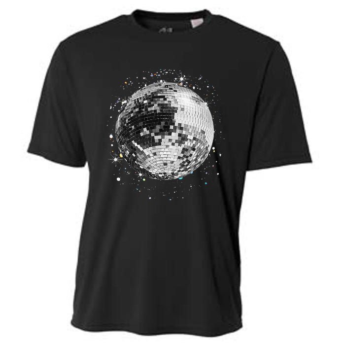 Black And White Disco Ball Club Retro Cooling Performance Crew T-Shirt