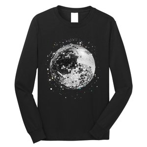 Black And White Disco Ball Club Retro Long Sleeve Shirt