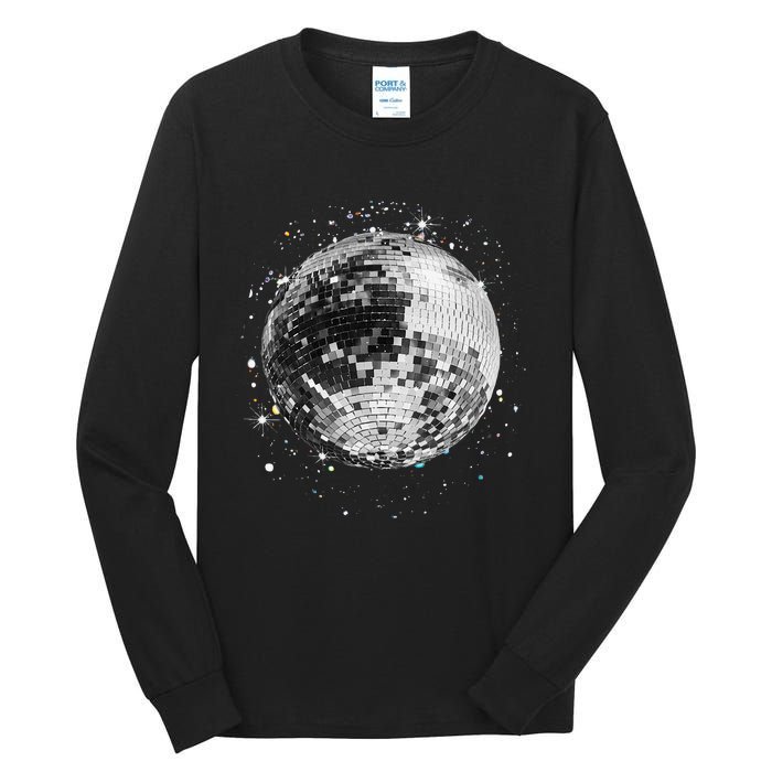 Black And White Disco Ball Club Retro Tall Long Sleeve T-Shirt