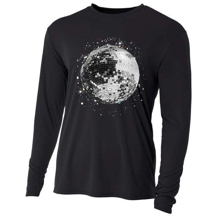 Black And White Disco Ball Club Retro Cooling Performance Long Sleeve Crew