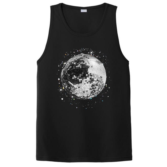 Black And White Disco Ball Club Retro PosiCharge Competitor Tank