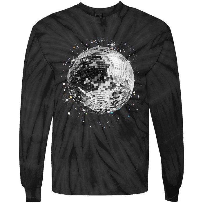 Black And White Disco Ball Club Retro Tie-Dye Long Sleeve Shirt