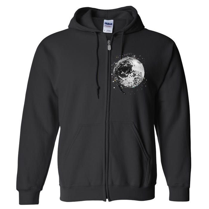 Black And White Disco Ball Club Retro Full Zip Hoodie