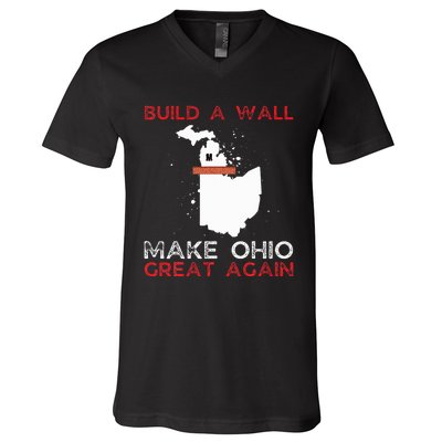 Build A Wall Make Ohio Great Again Funny State Gift Parody V-Neck T-Shirt