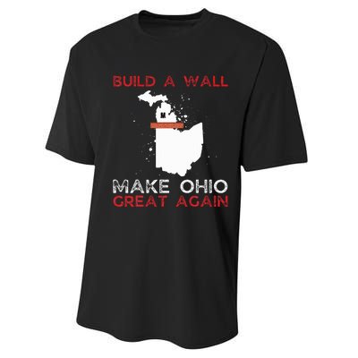 Build A Wall Make Ohio Great Again Funny State Gift Parody Performance Sprint T-Shirt