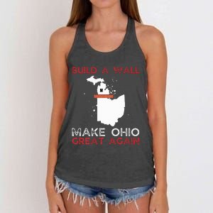 Build A Wall Make Ohio Great Again Funny State Gift Parody Women's Knotted Racerback Tank