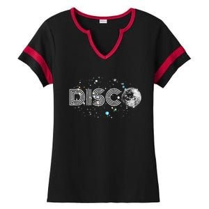 Black And White Disco Ball Club Retro Ladies Halftime Notch Neck Tee