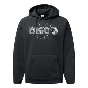 Black And White Disco Ball Club Retro Performance Fleece Hoodie