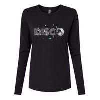 Black And White Disco Ball Club Retro Womens Cotton Relaxed Long Sleeve T-Shirt