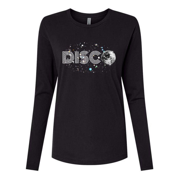 Black And White Disco Ball Club Retro Womens Cotton Relaxed Long Sleeve T-Shirt