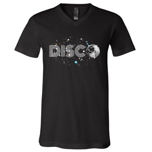 Black And White Disco Ball Club Retro V-Neck T-Shirt