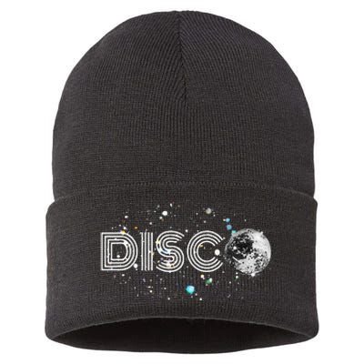 Black And White Disco Ball Club Retro Sustainable Knit Beanie